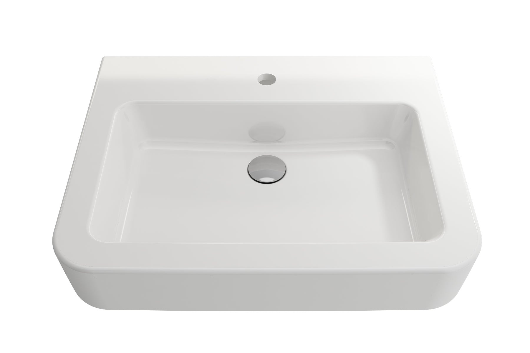 BOCCHI Parma 26" Rectangle Wallmount Fireclay Bathroom Sink, White, Single Faucet Hole, 1123-001-0126