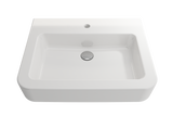 BOCCHI Parma 26" Rectangle Wallmount Fireclay Bathroom Sink, White, Single Faucet Hole, 1123-001-0126