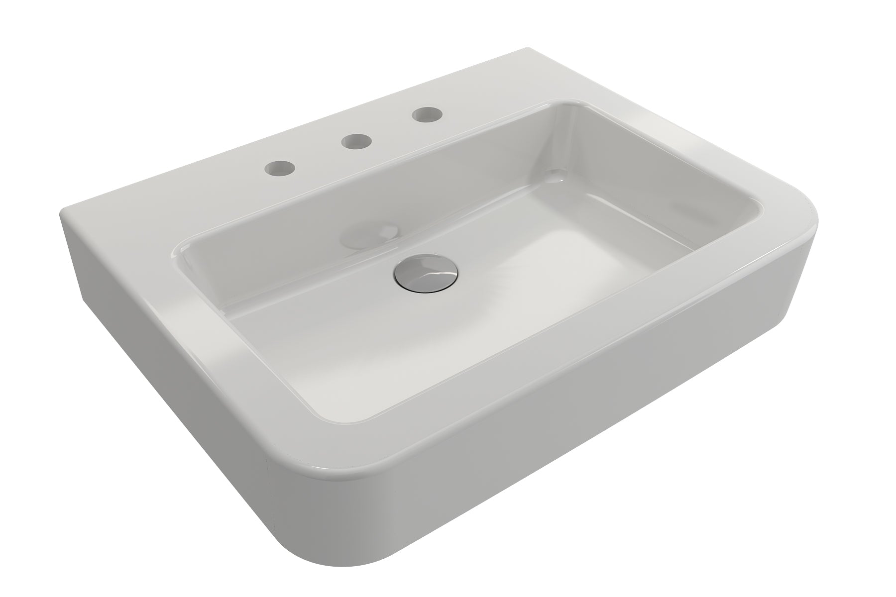 BOCCHI Parma 26" Rectangle Wallmount Fireclay Bathroom Sink, White, 3 Faucet Hole, 1123-001-0127