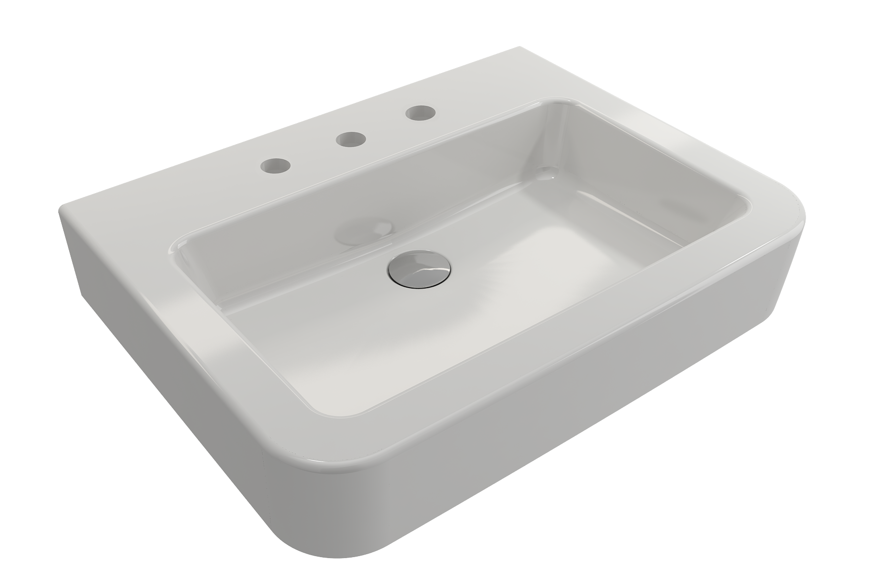BOCCHI Parma 26" Rectangle Wallmount Fireclay Bathroom Sink, White, 3 Faucet Hole, 1123-001-0127