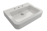 BOCCHI Parma 26" Rectangle Wallmount Fireclay Bathroom Sink, White, 3 Faucet Hole, 1123-001-0127