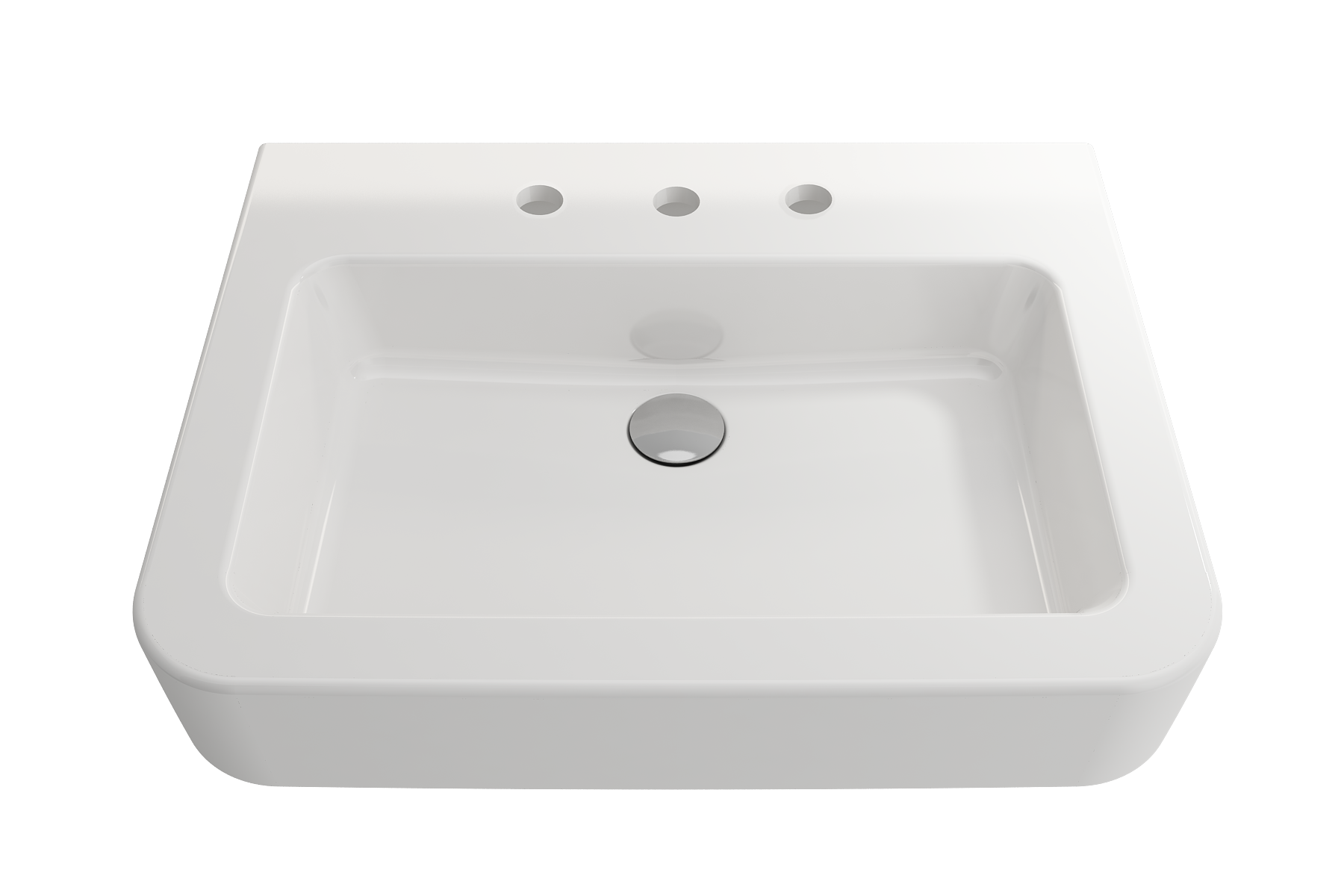 BOCCHI Parma 26" Rectangle Wallmount Fireclay Bathroom Sink, White, 3 Faucet Hole, 1123-001-0127