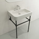 BOCCHI Parma 26" Rectangle Wallmount Fireclay Bathroom Sink, White, 3 Faucet Hole, 1123-001-0127