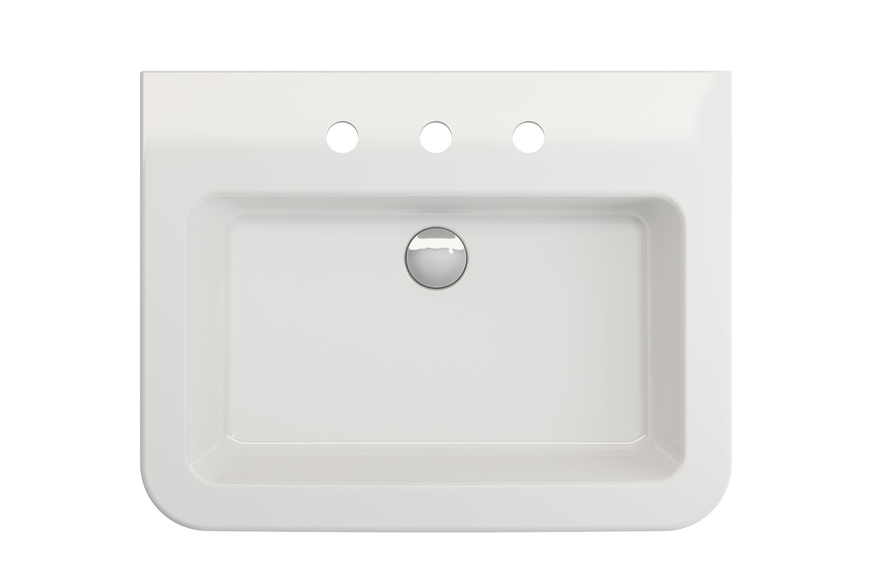 BOCCHI Parma 26" Rectangle Wallmount Fireclay Bathroom Sink, White, 3 Faucet Hole, 1123-001-0127