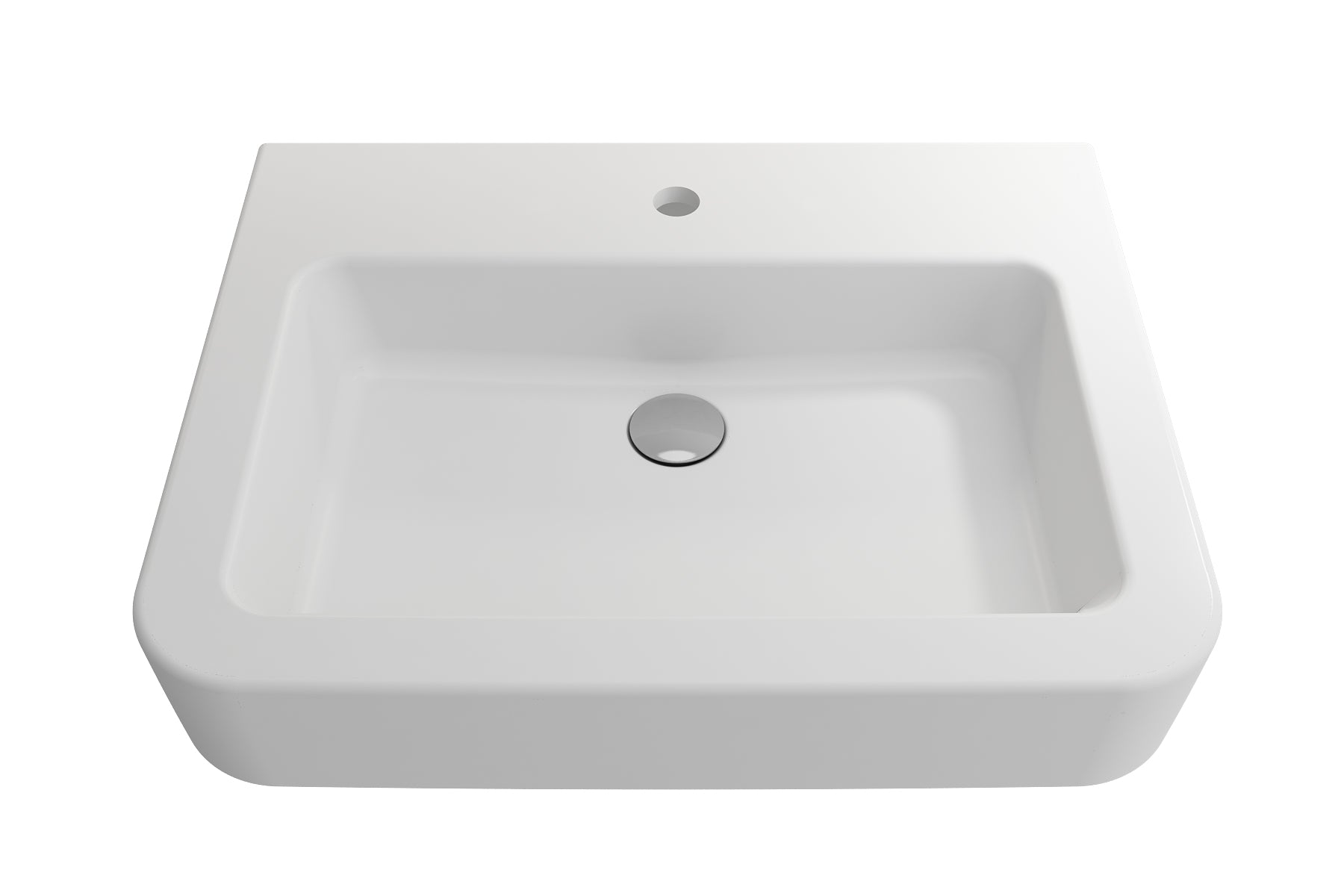 BOCCHI Parma 26" Rectangle Wallmount Fireclay Bathroom Sink, Matte White, Single Faucet Hole, 1123-002-0126