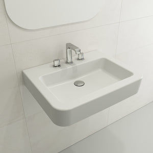 Alternate Image for BOCCHI Parma 26" Rectangle Wallmount Fireclay Bathroom Sink, Matte White, 3 Faucet Hole, 1123-002-0127
