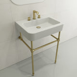 BOCCHI Parma 26" Rectangle Wallmount Fireclay Bathroom Sink, Matte White, 3 Faucet Hole, 1123-002-0127