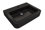 BOCCHI Parma 26" Rectangle Wallmount Fireclay Bathroom Sink, Matte Black, Single Faucet Hole, 1123-004-0126