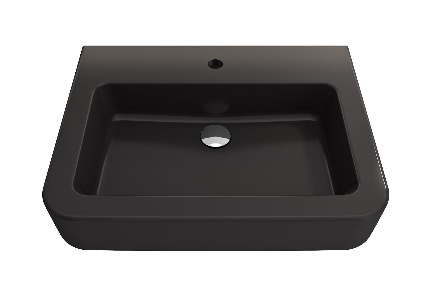 BOCCHI Parma 26" Rectangle Wallmount Fireclay Bathroom Sink, Matte Black, Single Faucet Hole, 1123-004-0126