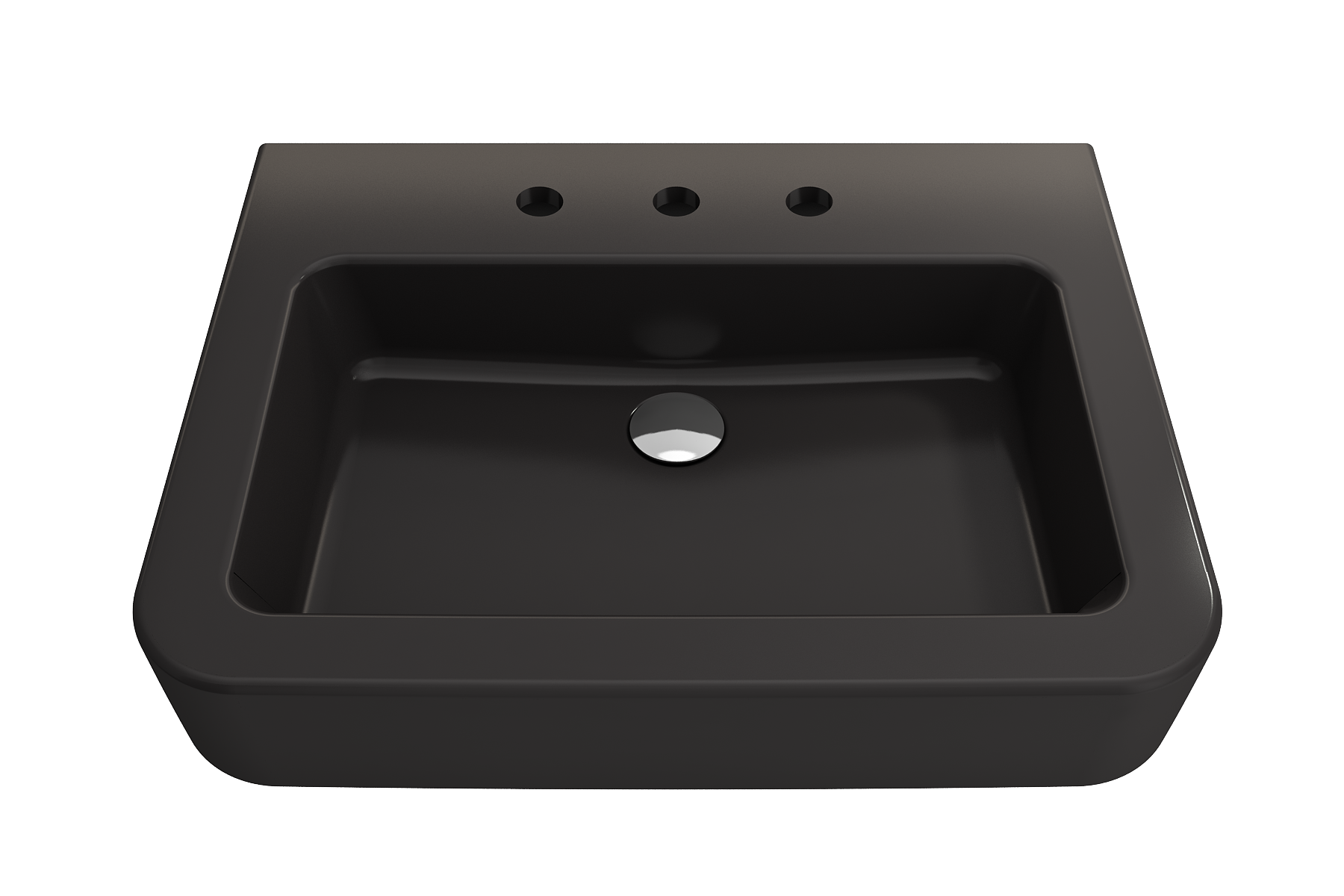BOCCHI Parma 26" Rectangle Wallmount Fireclay Bathroom Sink, Matte Black, 3 Faucet Hole, 1123-004-0127