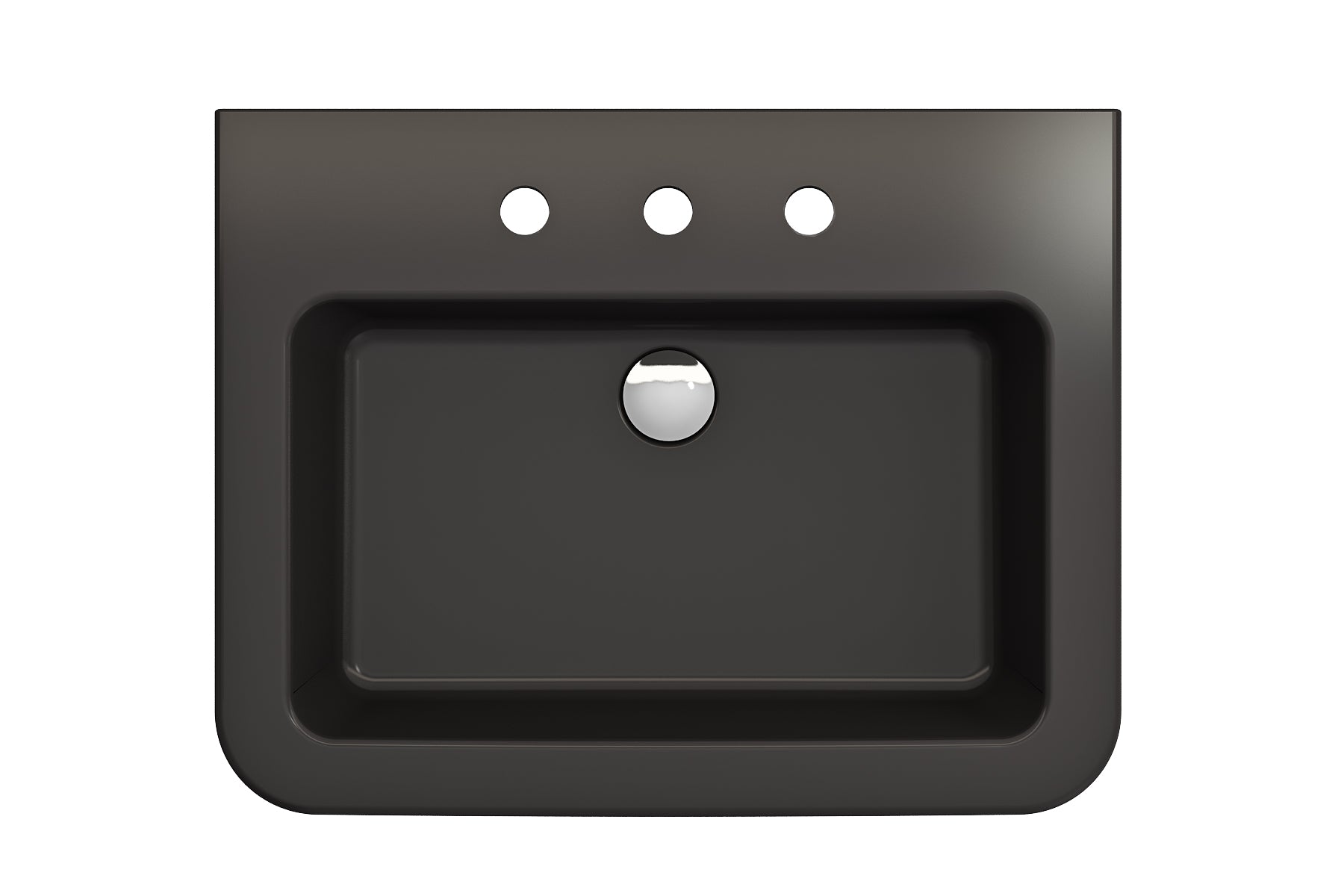 BOCCHI Parma 26" Rectangle Wallmount Fireclay Bathroom Sink, Matte Black, 3 Faucet Hole, 1123-004-0127