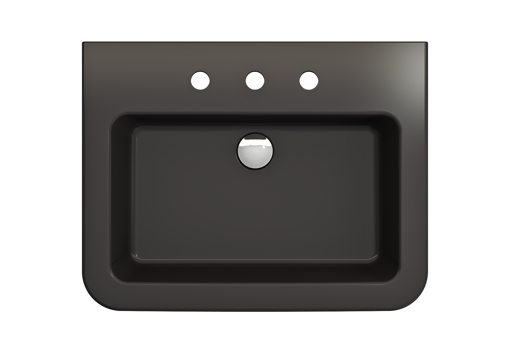 BOCCHI Parma 26" Rectangle Wallmount Fireclay Bathroom Sink, Matte Black, 3 Faucet Hole, 1123-004-0127
