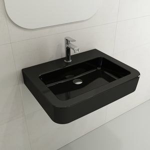 Alternate Image for BOCCHI Parma 26" Rectangle Wallmount Fireclay Bathroom Sink, Black, Single Faucet Hole, 1123-005-0126