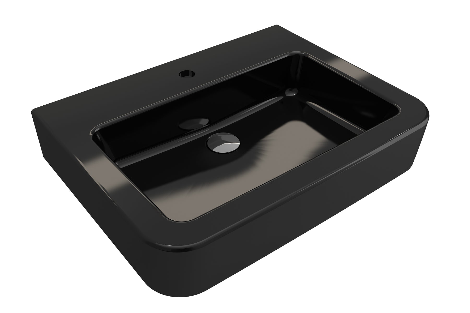 BOCCHI Parma 26" Rectangle Wallmount Fireclay Bathroom Sink, Black, Single Faucet Hole, 1123-005-0126