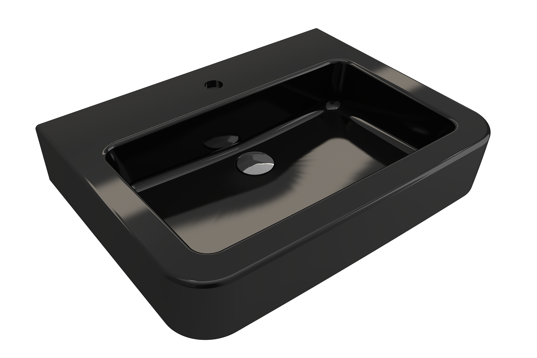 BOCCHI Parma 26" Rectangle Wallmount Fireclay Bathroom Sink, Black, Single Faucet Hole, 1123-005-0126