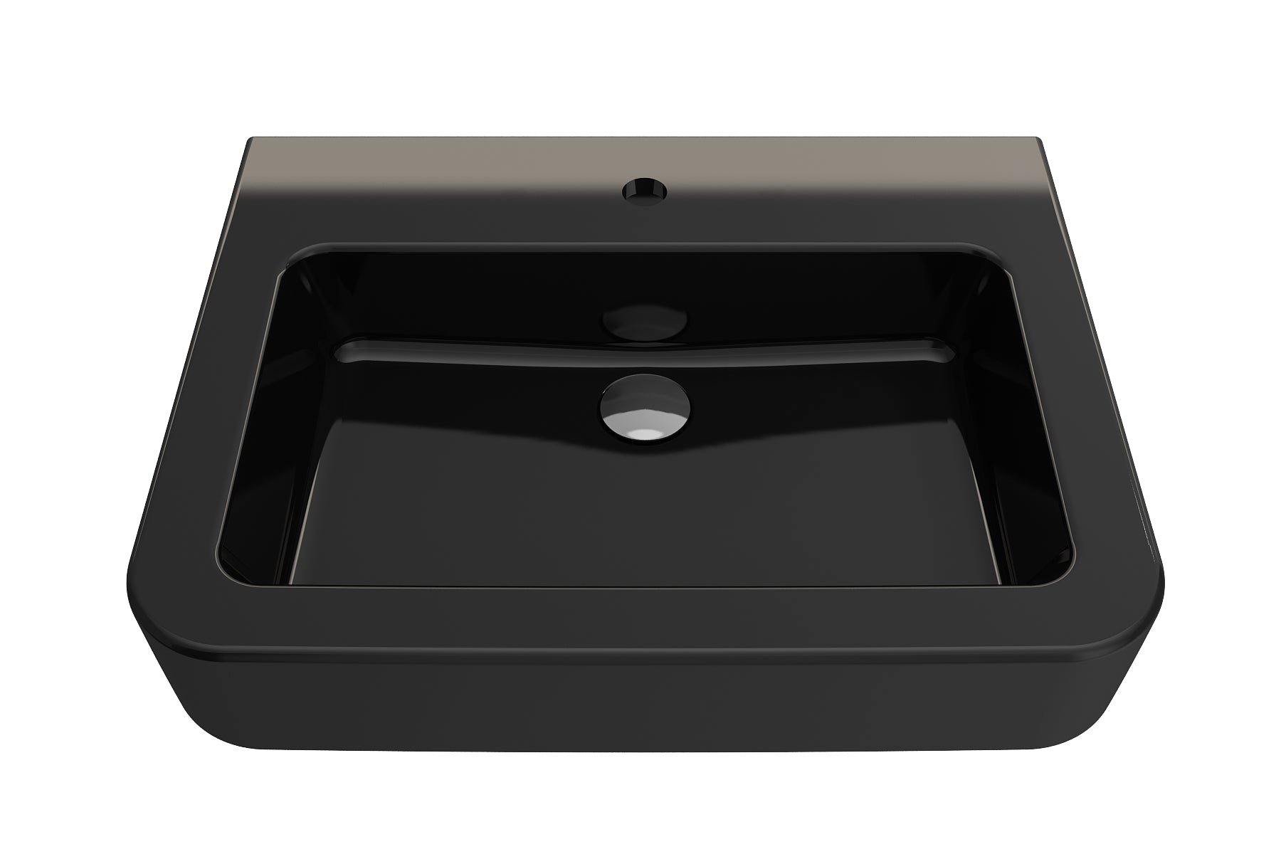 BOCCHI Parma 26" Rectangle Wallmount Fireclay Bathroom Sink, Black, Single Faucet Hole, 1123-005-0126