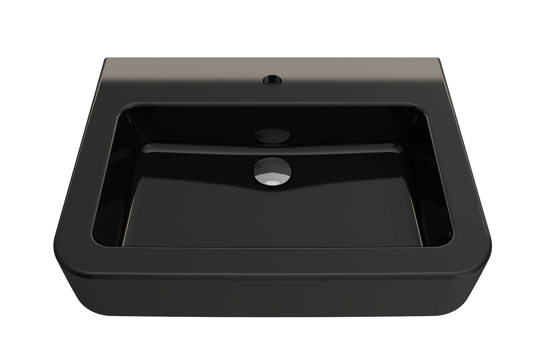 BOCCHI Parma 26" Rectangle Wallmount Fireclay Bathroom Sink, Black, Single Faucet Hole, 1123-005-0126