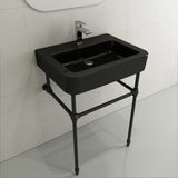 BOCCHI Parma 26" Rectangle Wallmount Fireclay Bathroom Sink, Black, Single Faucet Hole, 1123-005-0126