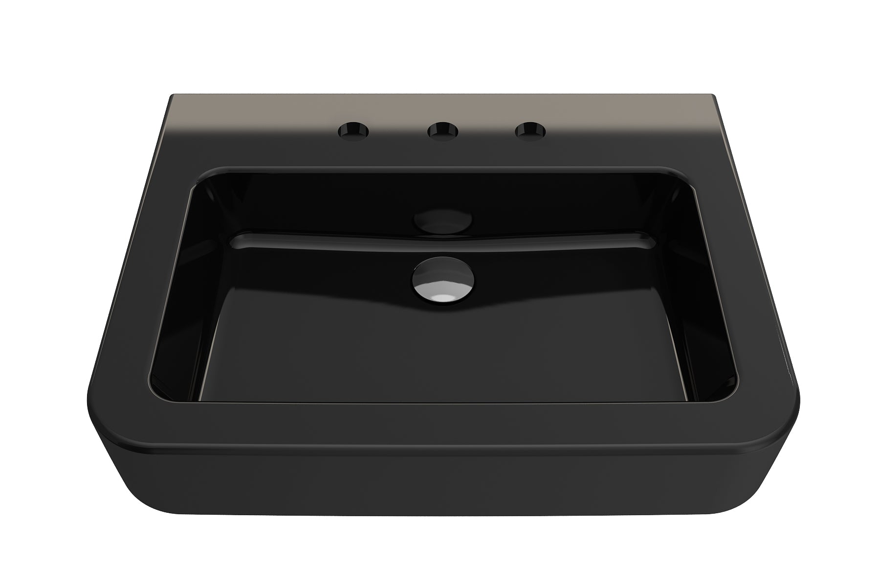 BOCCHI Parma 26" Rectangle Wallmount Fireclay Bathroom Sink, Black, 3 Faucet Hole, 1123-005-0127