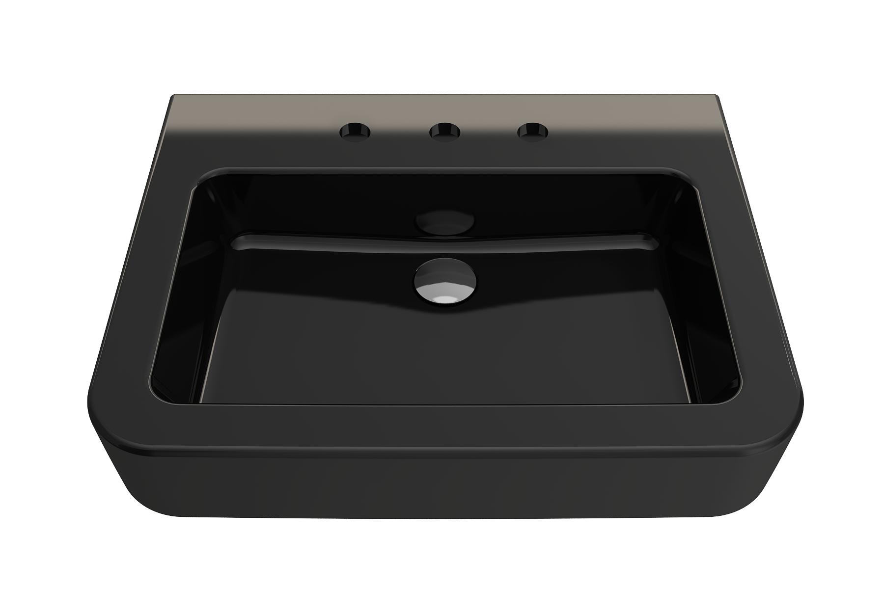 BOCCHI Parma 26" Rectangle Wallmount Fireclay Bathroom Sink, Black, 3 Faucet Hole, 1123-005-0127