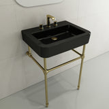 BOCCHI Parma 26" Rectangle Wallmount Fireclay Bathroom Sink, Black, 3 Faucet Hole, 1123-005-0127