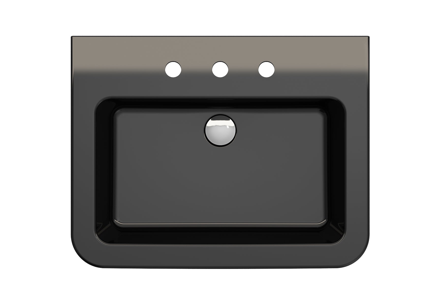 BOCCHI Parma 26" Rectangle Wallmount Fireclay Bathroom Sink, Black, 3 Faucet Hole, 1123-005-0127