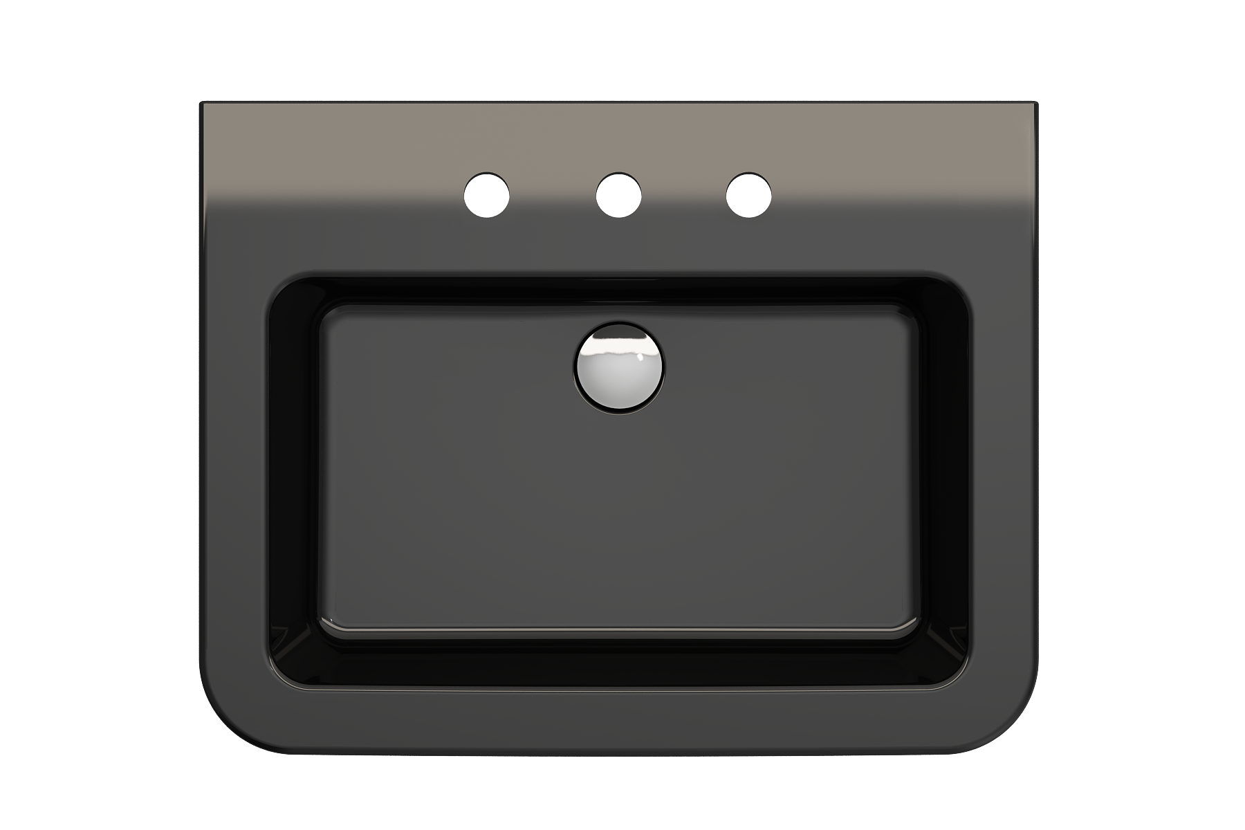 BOCCHI Parma 26" Rectangle Wallmount Fireclay Bathroom Sink, Black, 3 Faucet Hole, 1123-005-0127