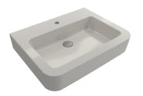 BOCCHI Parma 26" Rectangle Wallmount Fireclay Bathroom Sink, Biscuit, Single Faucet Hole, 1123-014-0126