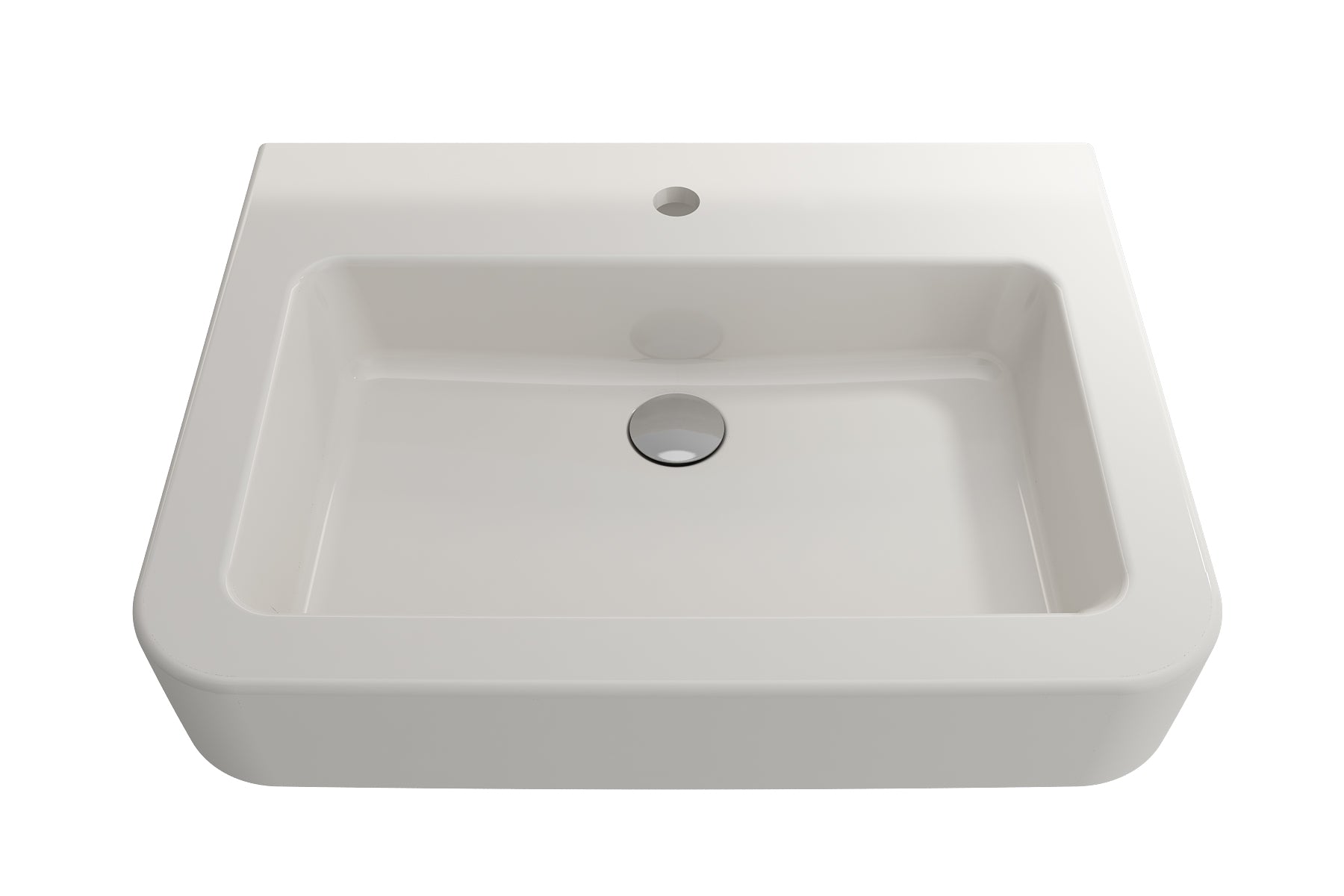 BOCCHI Parma 26" Rectangle Wallmount Fireclay Bathroom Sink, Biscuit, Single Faucet Hole, 1123-014-0126