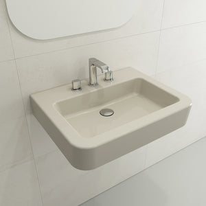 Alternate Image for BOCCHI Parma 26" Rectangle Wallmount Fireclay Bathroom Sink, Biscuit, 3 Faucet Hole, 1123-014-0127