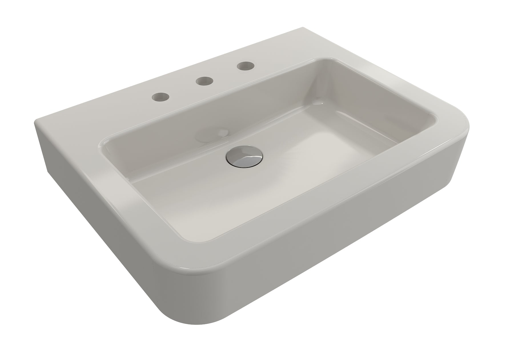 BOCCHI Parma 26" Rectangle Wallmount Fireclay Bathroom Sink, Biscuit, 3 Faucet Hole, 1123-014-0127