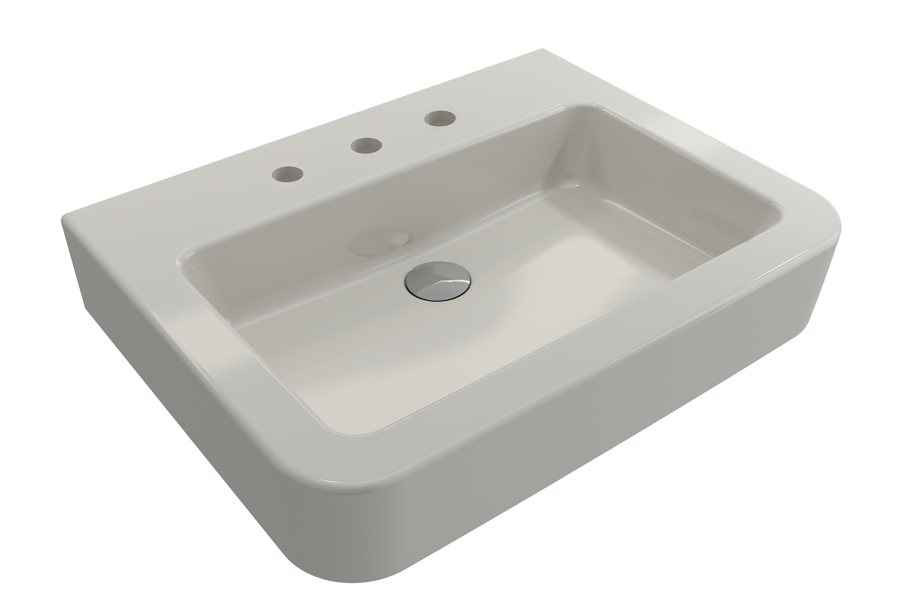 BOCCHI Parma 26" Rectangle Wallmount Fireclay Bathroom Sink, Biscuit, 3 Faucet Hole, 1123-014-0127