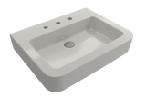 BOCCHI Parma 26" Rectangle Wallmount Fireclay Bathroom Sink, Biscuit, 3 Faucet Hole, 1123-014-0127