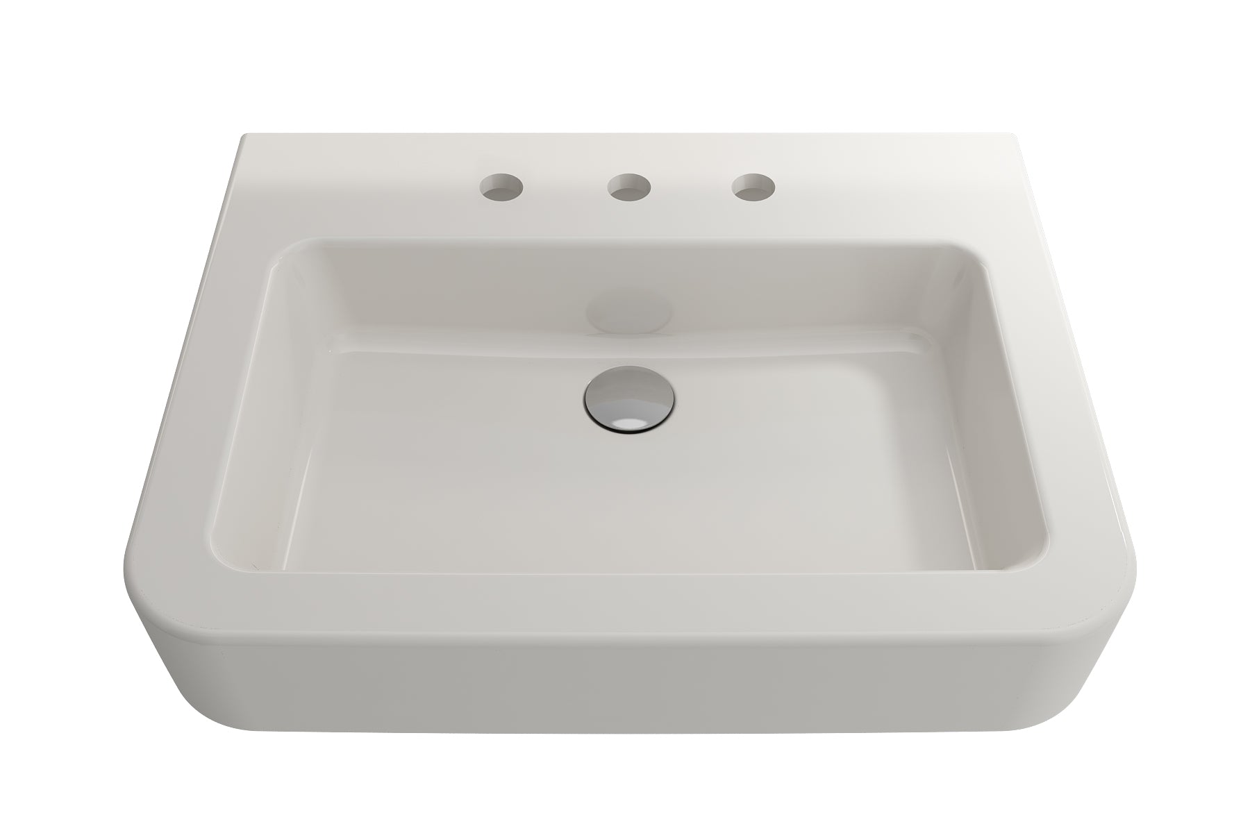 BOCCHI Parma 26" Rectangle Wallmount Fireclay Bathroom Sink, Biscuit, 3 Faucet Hole, 1123-014-0127