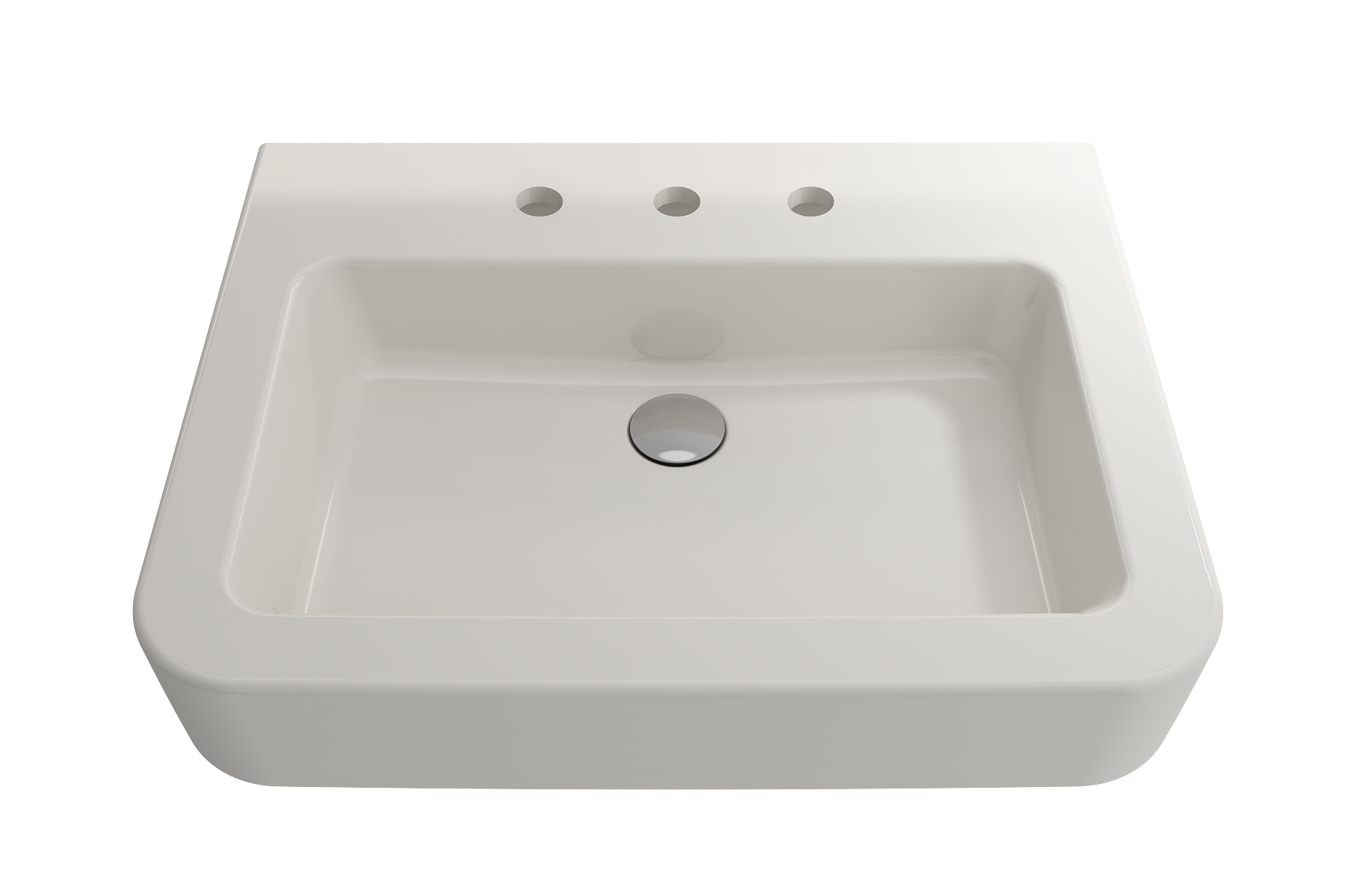 BOCCHI Parma 26" Rectangle Wallmount Fireclay Bathroom Sink, Biscuit, 3 Faucet Hole, 1123-014-0127