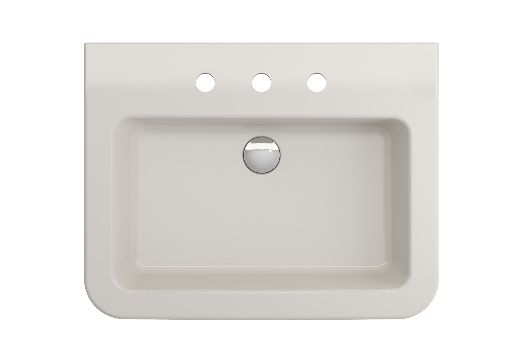BOCCHI Parma 26" Rectangle Wallmount Fireclay Bathroom Sink, Biscuit, 3 Faucet Hole, 1123-014-0127