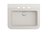 BOCCHI Parma 26" Rectangle Wallmount Fireclay Bathroom Sink, Biscuit, 3 Faucet Hole, 1123-014-0127