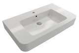 BOCCHI Parma 34" Rectangle Wallmount Fireclay Bathroom Sink, White, Single Faucet Hole, 1124-001-0126