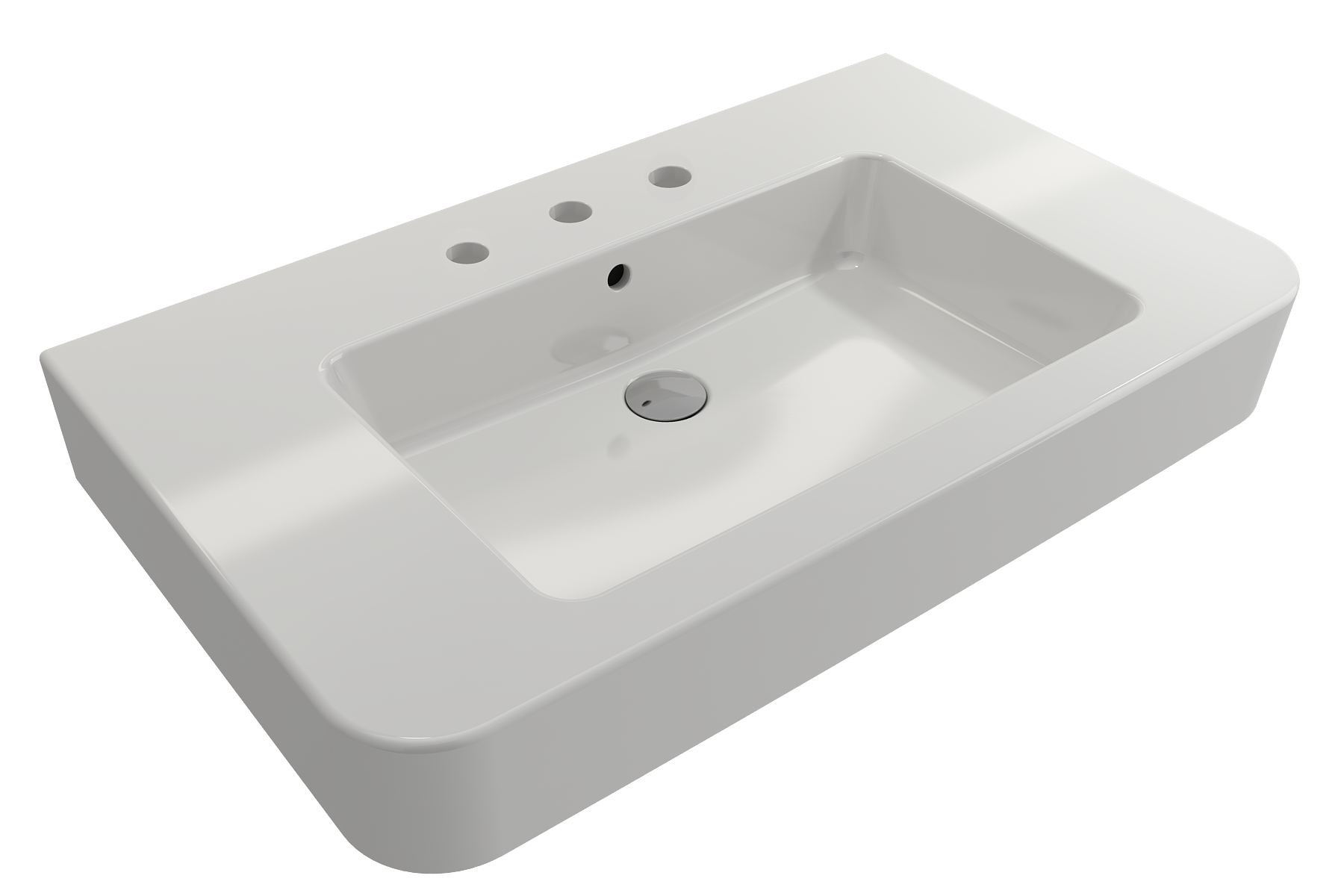 BOCCHI Parma 34" Rectangle Wallmount Fireclay Bathroom Sink, White, 3 Faucet Hole, 1124-001-0127