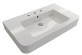 BOCCHI Parma 34" Rectangle Wallmount Fireclay Bathroom Sink, White, 3 Faucet Hole, 1124-001-0127