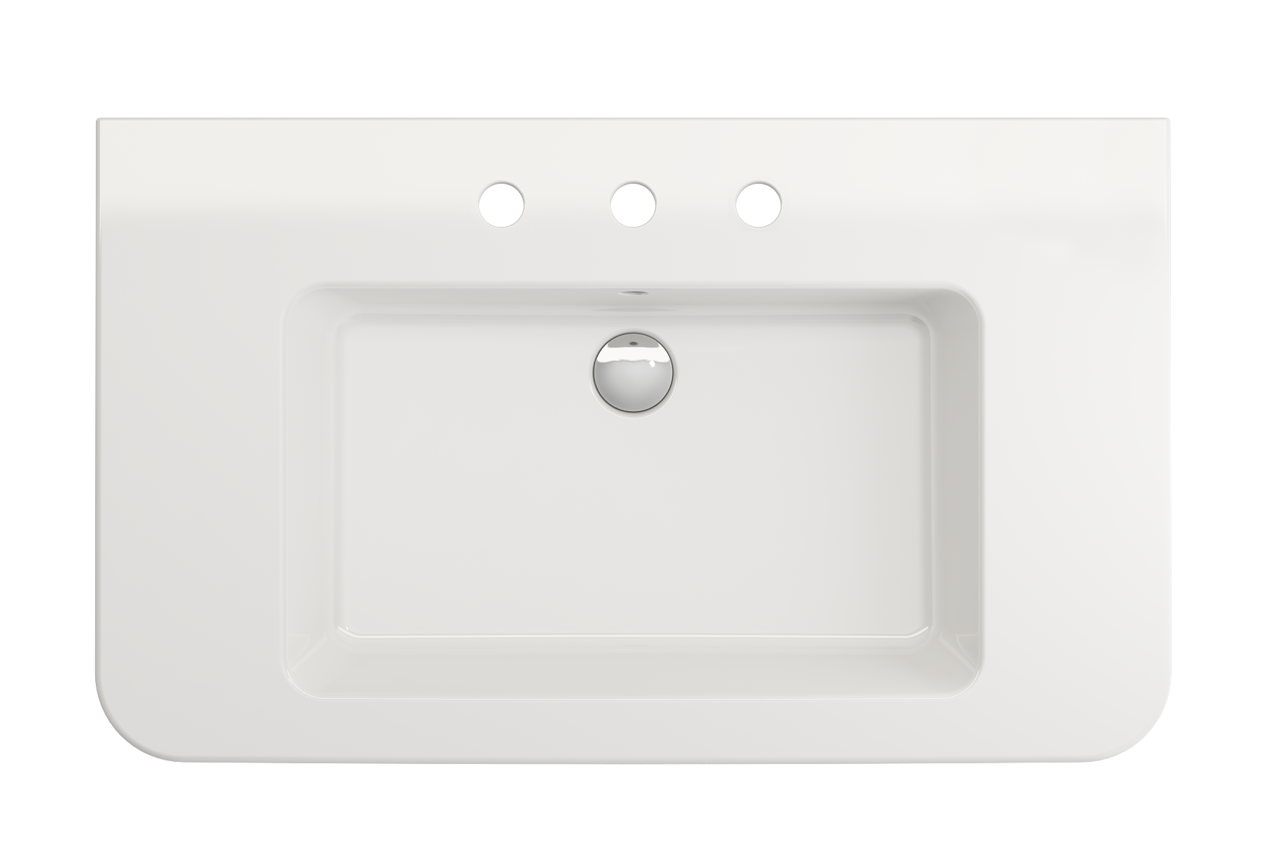 BOCCHI Parma 34" Rectangle Wallmount Fireclay Bathroom Sink, White, 3 Faucet Hole, 1124-001-0127