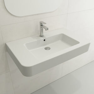 Alternate Image for BOCCHI Parma 34" Rectangle Wallmount Fireclay Bathroom Sink, Matte White, Single Faucet Hole, 1124-002-0126