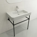 BOCCHI Parma 34" Rectangle Wallmount Fireclay Bathroom Sink, Matte White, Single Faucet Hole, 1124-002-0126