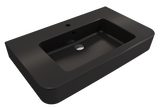 BOCCHI Parma 34" Rectangle Wallmount Fireclay Bathroom Sink, Matte Black, Single Faucet Hole, 1124-004-0126