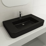 BOCCHI Parma 34" Rectangle Wallmount Fireclay Bathroom Sink, Matte Black, Single Faucet Hole, 1124-004-0126