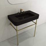 BOCCHI Parma 34" Rectangle Wallmount Fireclay Bathroom Sink, Matte Black, 3 Faucet Hole, 1124-004-0127