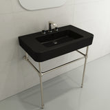 BOCCHI Parma 34" Rectangle Wallmount Fireclay Bathroom Sink, Matte Black, 3 Faucet Hole, 1124-004-0127