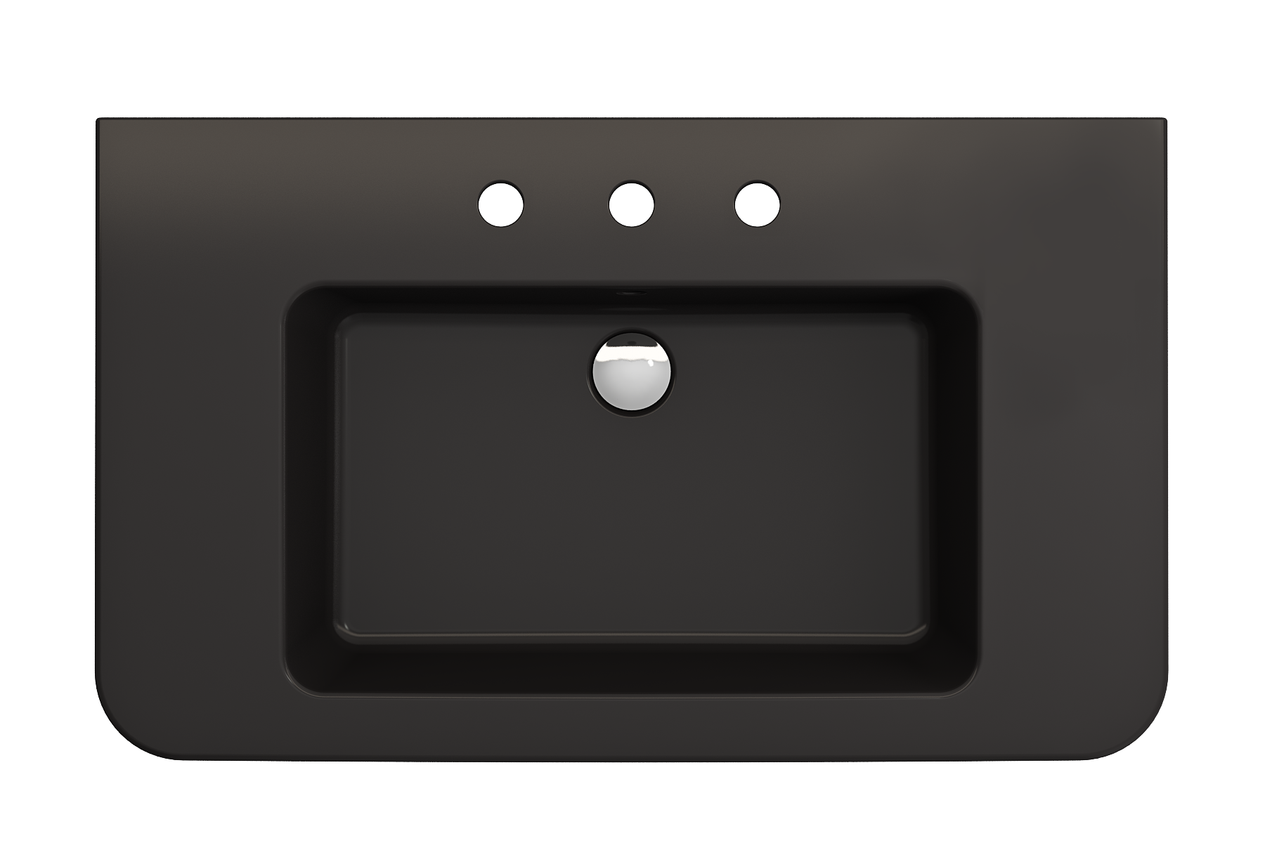 BOCCHI Parma 34" Rectangle Wallmount Fireclay Bathroom Sink, Matte Black, 3 Faucet Hole, 1124-004-0127