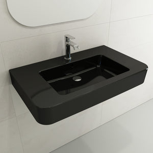 Alternate Image for BOCCHI Parma 34" Rectangle Wallmount Fireclay Bathroom Sink, Black, Single Faucet Hole, 1124-005-0126