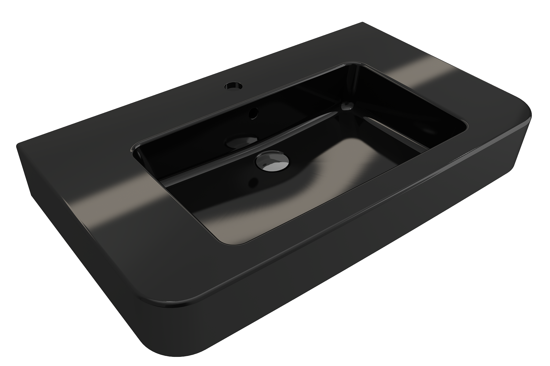 BOCCHI Parma 34" Rectangle Wallmount Fireclay Bathroom Sink, Black, Single Faucet Hole, 1124-005-0126